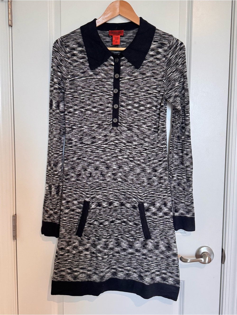 Missoni Target Dress Women Small Knit Famiglia Black White Heathered Long Sleeve